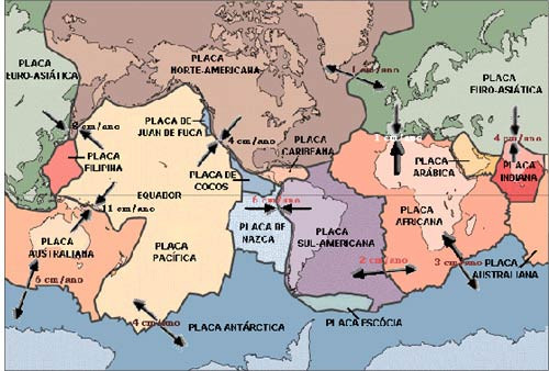 Mapa Mundi Mostrando Os Limites Das Placas Tectonicas 2732358 Vetor No